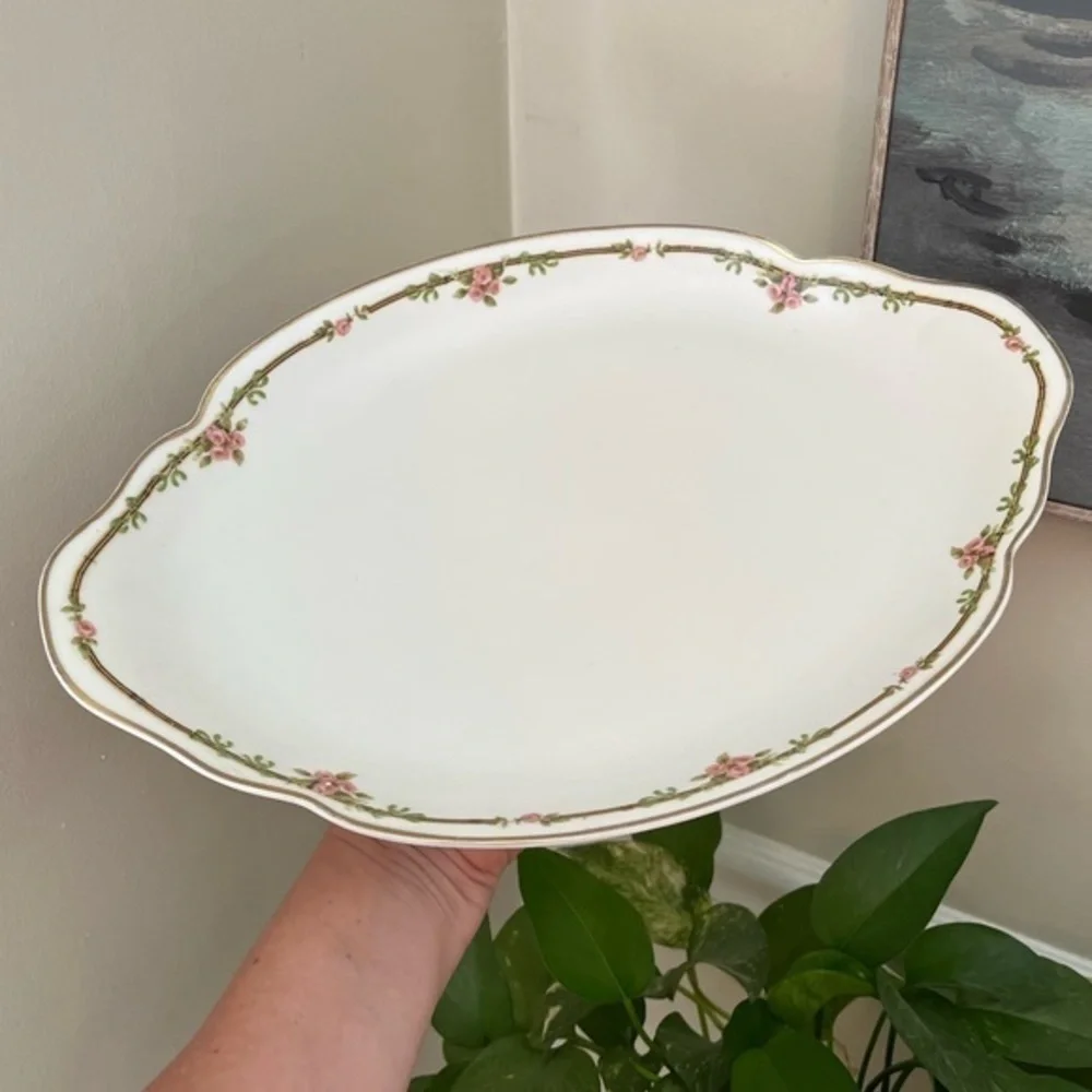 Vintage Theodore Havilland France Oval Platter Petite Rose Pattern